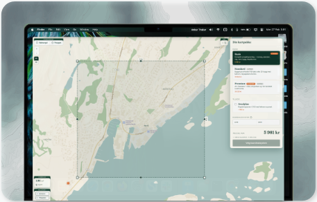 The GeoAnvil map picker on a tablet, with a site selection drawn on the map